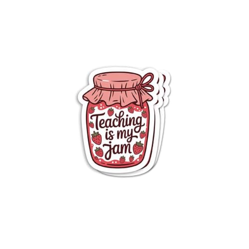 3PCS Teaching is My Jam Sticker - Cute Strawberry Jam Jar Teacher Quote Sticker - Funny Classroom Teaching Humor Illustration - Vinyl Laptop Water Bottle Journal Scrapbook Phone Case Teacher Gift