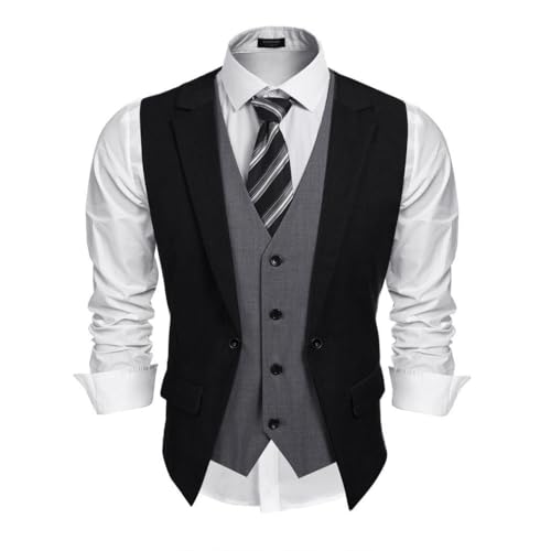 Gilet pour homme sans manches de costume noir ajusté de qualité