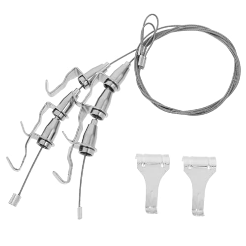 Image of Angoily 2pcs Adjustable Picture Hanging Wire System Heavy Duty Art Display Hardware for Paintings Photos and Posters Easy Installation Picture Rail Silver