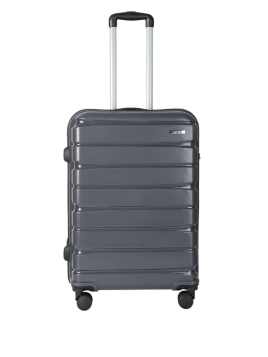 Image of Teakwood Medium Cabin Size 8 Wheels Trolley Bag, Hard Cabin with Zipper Closure, Adjustable Push Button & Cross Side Strap, TSA Lock System 360 Degree (Medium, Grey)