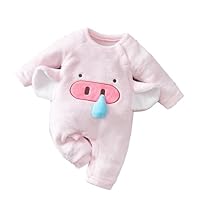 Generico Tutine Pagliaccetto Invernale Tuta con Cappuccio/Senza Cappuccio per Neonata Natalizio Femmina Natale Pagliaccetto in Peluche con Bottone per Bambine Unisix (A6-Rosa, 3-6 mesi)