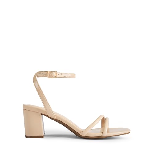 DREAM PAIRS Women's Chunky Strappy Heels Square Open Toe Ankle Buckle Low Heels Sandals for Daily Wedding Party Dress2