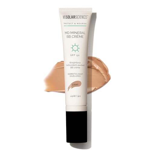 MDSolarSciences Mineral BB Creme SPF 50 | Hydrating, Sheer Tinted Mineral Sunscreen with Niacinamide, Caffeine & Squalane | Blurring, Anti-Aging, Clean & Reef Safe | Light 1.23 oz