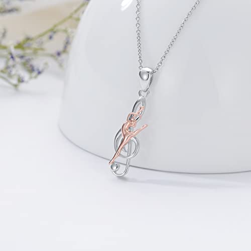 Dance Necklace 925 Sterling Silver Ballerina Ballet NecklacesTreble Clef Music Note Pendant Dancer Dancing Jewelry Gifts for Women Teen4