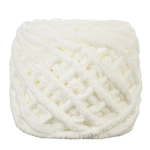 Image of Plush Chenille Chunky Yarn for Crocheting 100g(54.6yd) - Bulky Thick Fluffy Yarn for Knitting- Soft Velvet for Baby, Blanket Knitting Blanket Yarns- Amigurumi Yarns (Milky White)