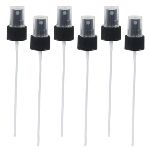 Waziaqoc 6PCS Spray Bottle Top, Nozzle Sprayer Tops Replacement, 24mm Plastic Sprayer Pump, Fine Mist Sprayer for Essential Oil, Cleaning Solutions, Black