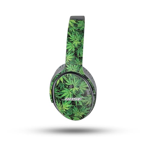 Image of MightySkins Glossy Glitter Skin Compatible with Bose QuietComfort 35 II Headphones - Weed | Protective, Durable High-Gloss Glitter Finish | Easy to Apply, Remove, and Change Styles