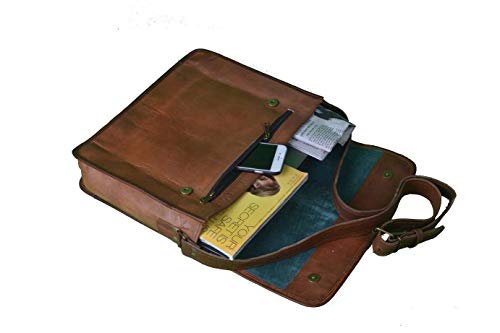 Image of Hyena Unisex Leather Half Flap Messenger Bag Laptop Padded /College Bag