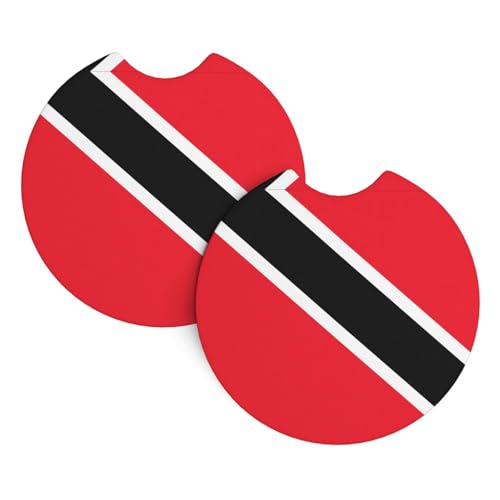 Drapeau De Trinité-Et-Tobago Imprimé Dessous De Verre Voiture 2 Pièces Absorbant Tapis pour Gobelets Automobile sous Verres pour Bureau Hommes Maison 6.9Cm