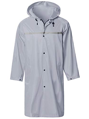 Image of Mens Long Hooded Safety Rain Jacket Waterproof Emergency Raincoat Poncho