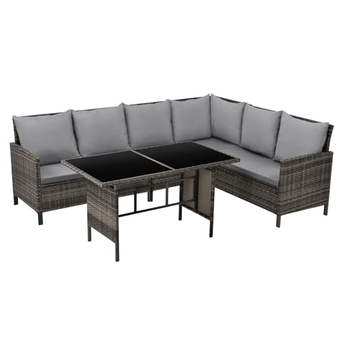 SVITA Madison Rattan-Lounge Polyrattan Ecksofa Gartenmöbel-Set Sofa...