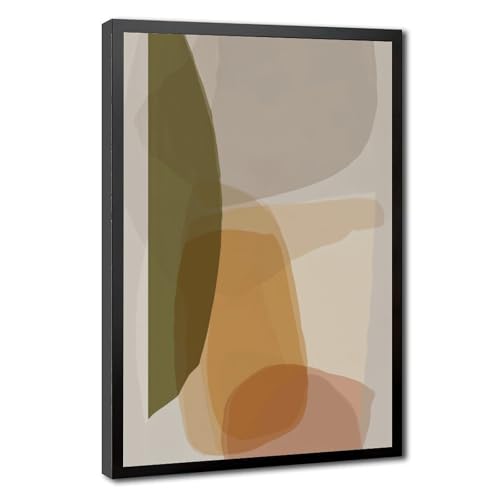 Toile abstraite minimaliste marron taupe pour habiller un mur vide