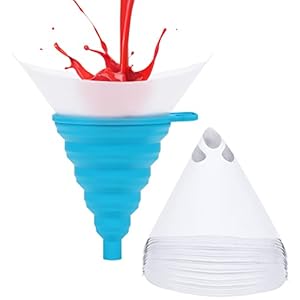 Belle Vous Verf Filter Kegels & Siliconen Trechter (101 Stuks) – Wegwerpbare Papieren Filters met Fijn Nylon Gaas Punt…