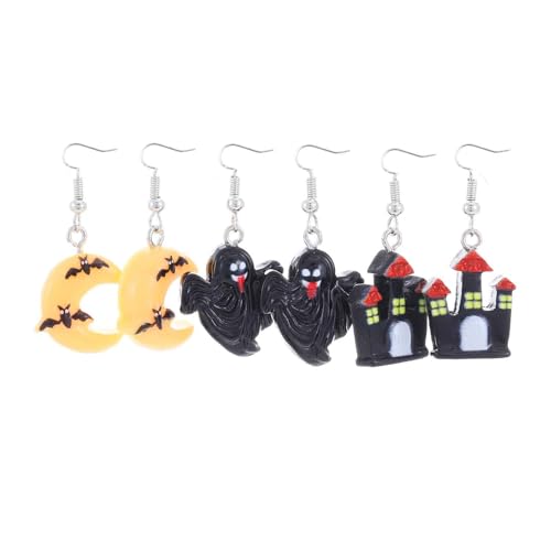 Orecchini di vacanza: Questi orecchini giocosi presentano disegni bizzarri che sono perfetti per celebrare Halloween, tra cui la luna crescente con pipistrelli teschi di zucca, figure spettrali e case infestate.