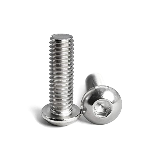 M4-0.7 x 12mm Button Head Hex Socket Cap Screws, Allen Socket Drive, 304 Stainless Steel, Full Thread, Plain Finish, Metric Thread Hex Socket Bolt Fastener 100PCS (M4-0.7 x 12mm)
