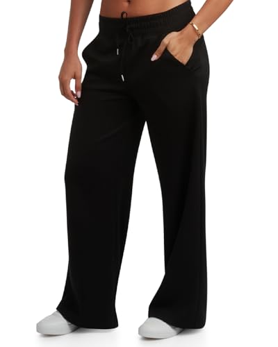 Spyder Womens Pants - Double Knit Wide Leg Pants Woman with Pockets Drawstring Waistband Joggers Sweatpants Women