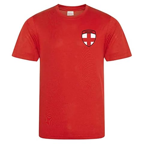 Men's Football Team England GB T Shirt Jersey 2022, Retro National Flag Badge Tee Soccer Top Olympics World Cup Euros Sports (Large, Red) Cover