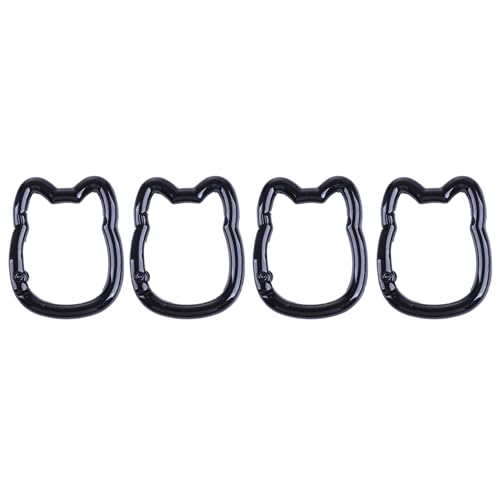 Vagocom 4Pcs Cute Cat Keychain Carabiner Clip,1.38inches/3.5cm Zinc Alloy Small Spring Key Chain Hooks for Key Ring,Key Holder(Black)