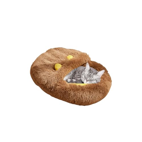 Galatée - Cama para gatos, bonita para gatos de interior, cama tranquilizadora redonda con capucha para perros pequeños, cama lavable de lujo para gatos y perros, cama tranquilizadora para gatos (M
