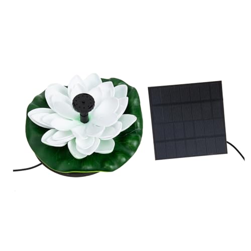 BESPORTBLE Schwimmende Solar Wasserpumpe Lotusbrunnen Outdoor Solarbrunnen Gartendekor Teich Springbrunnen Solar Poolpumpe Rostfrei Weiß Solarbetrieben Für Garten Und Teich