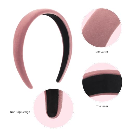 Image of DRESHOW 4 Pcs Velvet Wide Headbands for Women Girls Turban Vintage Boho Head Bands Fashion Non Slip Head Wraps Hoop Hair Accessories