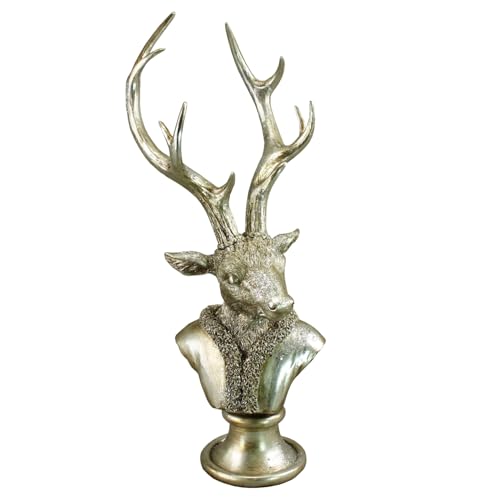 MACOSA WV26389 Hirsch Büste XXL Silber 55 cm modern Dekohirsch Dekobüste Dekofigur Skulptur...