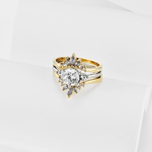 Women's Wedding Ring Sets White Gold Plated AAA CZ 3pcs Ring Set for Women4