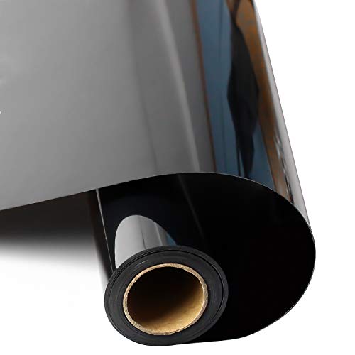 Mauts Heat Transfer Vinyl Roll Black Heat Transfer Paper Permanent Adhesive HTV Iron On Vinyl Backed Vinyl Roll for DIY Christmas Gifts T-Shirts Hat Clothing DIY Birthdays 12x5ft