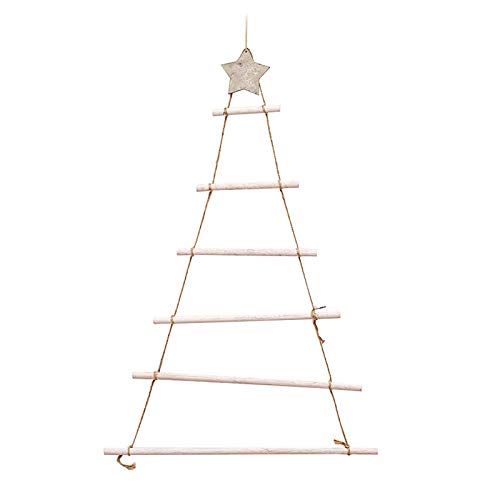 SLHP Décoration murale à suspendre en forme de sapin de Noël, corde et branche de bouleau Cover