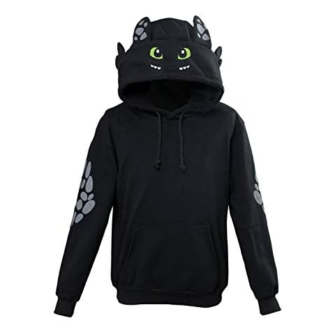 icewalker Toothless Coat Hoodie Dragon Hoodie Black Jacket Zip Sweatshirt Film Cosplay Costume Men's Coat M Cover