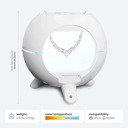 Image of Foldio 360˚ Smart Dome | Automatic 360 Shooting with Smartphone | Detachable Covers to Minimize Reflections | Built-in Turntable | with Dimmable Central & Front Light | 6a.5 KG Load Bearing