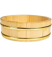 Housoutil Japanese Rice Wooden Sushi Rice Bowl Hangiri Sushi Oke Rice Mixing Tub Japanese Sushi B...