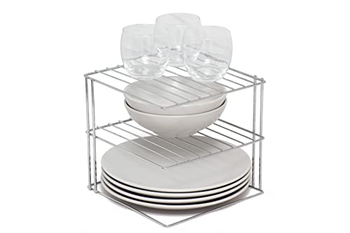 simplywire – Soporte para vajilla de 3 Niveles - Organizador de armarios de Cocina – Cromado - Cuadrado