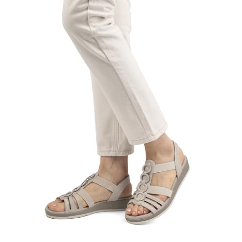 Image of VJH confort Women's Flat Sandals, Comfort Slip-on Elastic Ankle Strap Slingback Light Weight Casual Walking Sandals