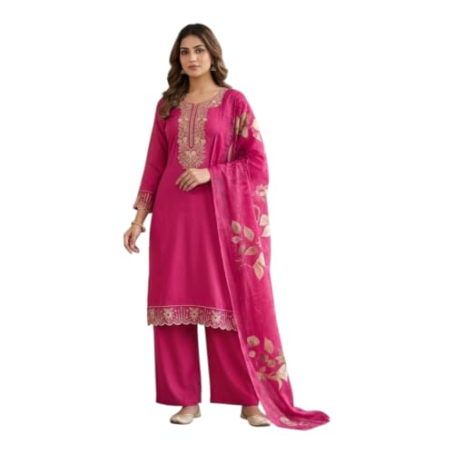 Image of KD Women Embroidery Rayon Kurta Pant Set with Dupatta | Kurta Set for Women | Daily Office & Festive Traditional | Stylish Kurti Pant Set with Dupatta