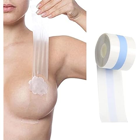 Breast Lift Tape for Large Breasts, Strapless Adhesive Sticky Push Up Bra Tape Waterproof Breathable, Bob Tape Lift for Breast Boob Lift Tape, Body Tape Bra Lift Chest Support Tape for Women, 5m*5cm Cover