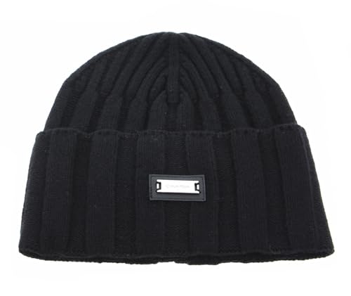 Image of Calvin Klein Wide Wool Rib Beanie CK Black