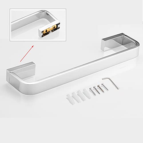 Barre de serviette simple 40 cm et support mural argenté pour linge de toilette
