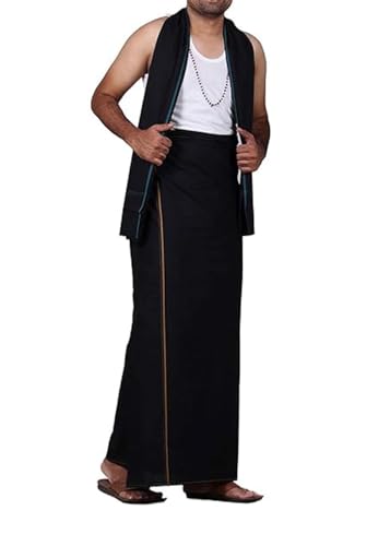 Premium Cotton Color Dhoti Single Layer Borderless Dhoti like Lungi/sarong Black