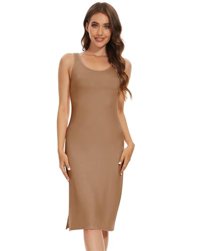 Image of MANCYFIT Full Slip for Women Under Dress Slip Sleeveless Tank Top Dress Wide Straps