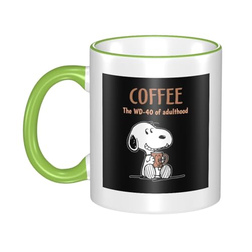 スヌーピー マグカップ 保温・保冷 電子レンジ対応 コーヒーカップ 陶器 セラミック 耐高温 軽量 個性人気 誕生日プレゼント大容量 Green