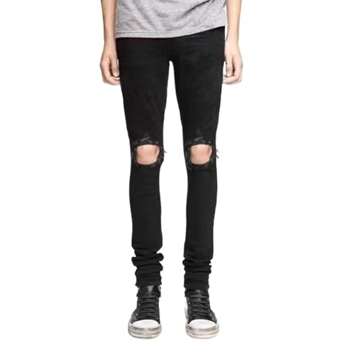 Black Ripped Skinny Jeans for Men – Slim Fit Distressed Stretch Denim Pants