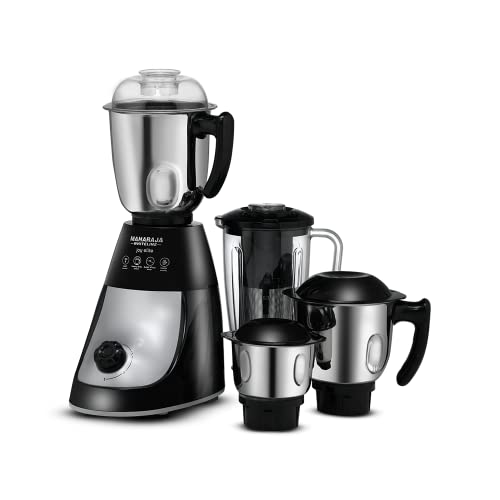 Maharaja Whiteline Joy Elite Mixer Grinder with 4 Jars, Long Lasting Performance with 750 Watt Motor | Jar Flow Breaker | 5 Year Motor Warranty (Black & Grey)
