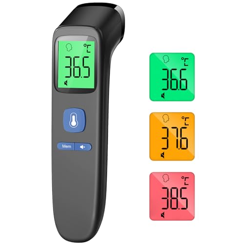 Thermomètre Frontal Sans Contact, Thermometre Bebe, Thermomètre Médical Numérique Infrarouge pour Adultes, Lecture Précise avec Ecran LCD, Mode Muet, Rappel de...