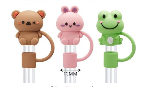 MUNSKT Juego de 8 fundas de silicona para copas, 10 mm, reutilizables, a prueba de polvo, bonitos toppers de animales, colores mezclados