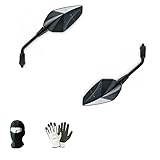 Compatible con ASPES JUMA 125 Pareja DE Espejos Manillar para Moto Espejo RETROVISOR Far Universal Metal Negro Efecto Carbono + CONEXIÓN M8 10X1,25 Rosca DX SX