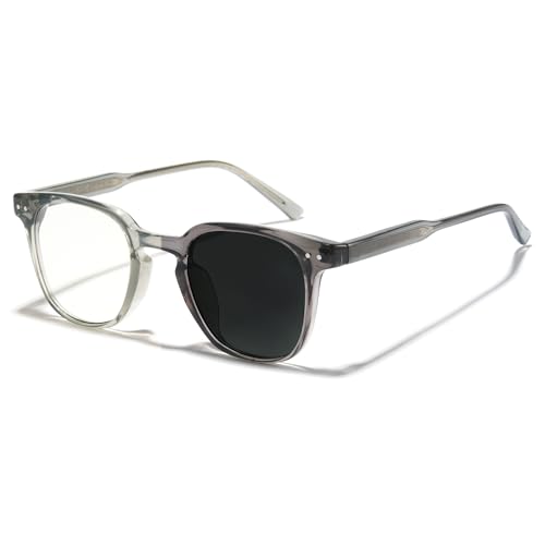 Cyxus Photochromic Glasses Both Frames and Lenses Color Changing 8231 | UV Protection, Blue Light Blocking, Modern Square Rounded Frame, Ideal for Office Work or Outdoor Daily