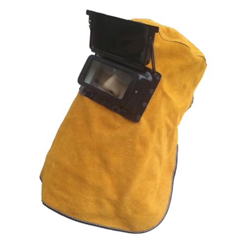 ORFOFE 自動遮光機能付き牛革溶接面 防飛散耐性ヘッドガード ネック 顔面保護用折りたたみ式溶接フード 研磨切断対応プロ仕様