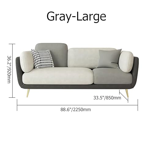 Image of Black Wood Modern Luxury Velvet Fabric 3 Seater Sofa in Bug Resistant Solid Wood for Bedroom, Living Room, Dining Room, Drawing Room, Home Office (Dark Grey & Beige, 3 Seater, Classic)