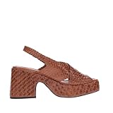 Sandales Slingback Femme en Cuir Tressé avec compensation Haute, cuir, 37 EU